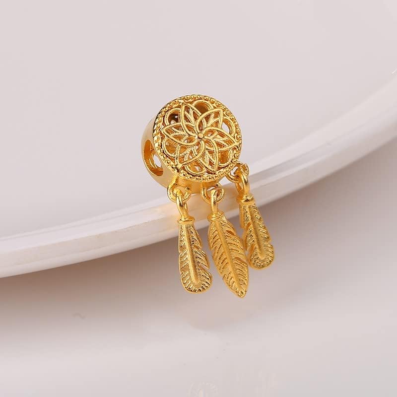 Gold-plated Dream Catcher Charm 925 Sterling Silver Pendant,Jewelry Beads Gifts for Women Bracelet&Necklace - Image 3