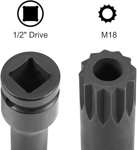 Miniatura 3 de uxcell Unidad de 12 pulgada x M18 (0.709in) de impacto triple cuadrado, a prueba de manipulaciones, 3 pulgadas de longitud, uso de acero CR-MO con