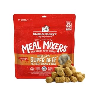 Stella & Chewy’s Freeze-Dried Raw Beef Meal Mixers- Dog Food Topper and Mixer – Made with 95% Grass-Fed Beef, Organs & Bone – Perfect for Picky Eaters – Grain-Free – 18 oz