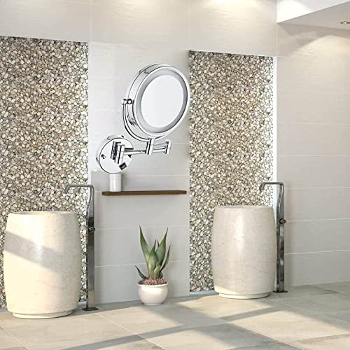 Miroir LED mural grossissant 3X rond 8,5 pouces double face orientable