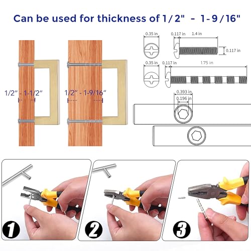 Image of Ravinte 30 Pack Champagne Bronze Cabinet Handles 3 Inch Hole Center Stainless Steel Kitchen Square Cabinet Pulls for Dresser Drawer Cupboard Handles with Screwdriver