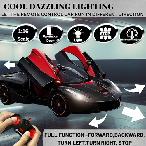 Image of GRAPHENE 1:16 Big Size Remote Control Car for Kids Rechargeable High Speed Racing Wall Car Toy Boy 3-10 Years Openable Door Super Sports RC Car with Led Light Realistic Miniature Model Vehicle Toy