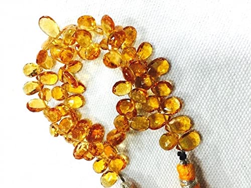 Citrine perles poire facettées AAA pour haute joaillerie artisanale