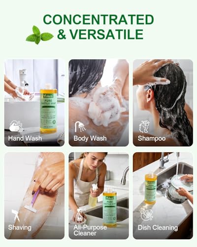 Image of Yoken 2 Pack EWG Peppermint Castile Soap 32oz, Gentle Daily Liquid Soap