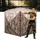 FUNHORUN Hunting Blind Ground Blind 270 Degree See Through, 2/3 Person Lightweight Soft Material Pop-Up Tent, Easy-Fold Portable Concealed Shelter with Carrying Bag, Stakes and Ropes, Camouflage
