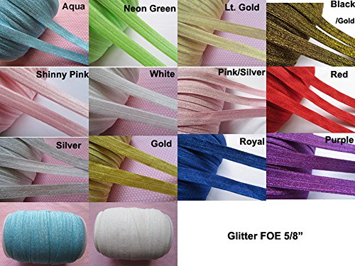 Yycraft 5/8" 15 Yards Glitter Fold Over Elastic Stretch Foldover Foe Elastics For Hair Ties Headbands (Lt.gold) #TOP2