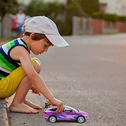 1/24 Scale Diecast Model X Toy Car, Alloy Casting Pull Back Collectible Car Vehicles With Sound And Light, Eagle Wing Door, Big Model X Car Model Toy For Kids Adults Gift (Purple) #TOP4