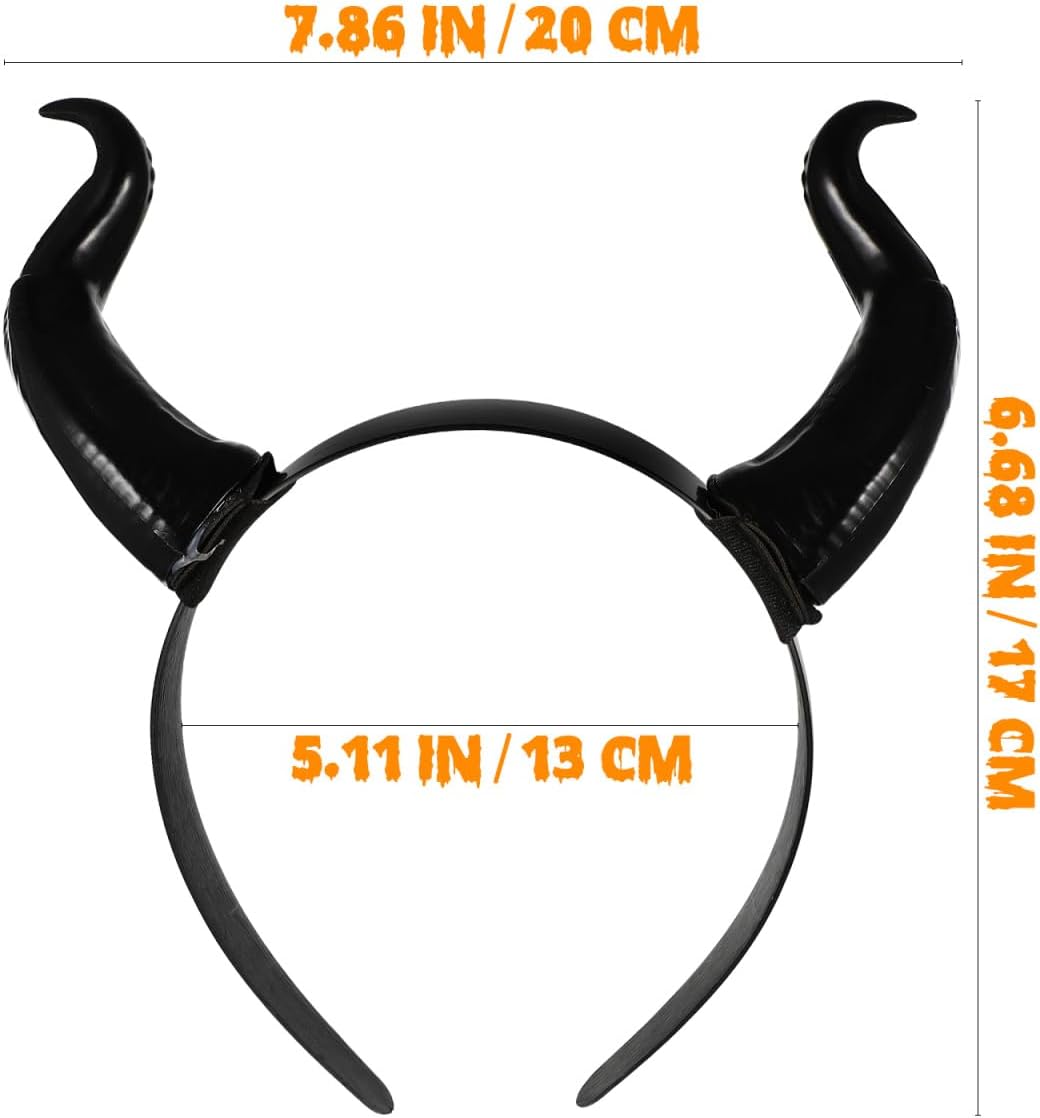 Black Horn Headband Devil Horns Hair Accessories Gothic Halloween Cosplay Party Headpiece 7.87 Inch Ox Horn Hairband for Costume Dress up - Image 4