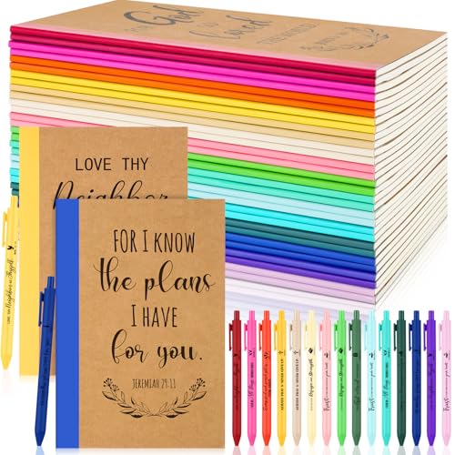 Resurhang 30 Set Christmas Christian Notebook and Pen Thanksgiving Gift Set Bulk A5 Composition...