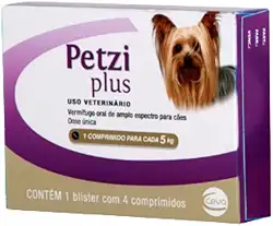 Ceva Vermífugo Petzi Plus 350 Mg Para Cães 5 Kg - 4 Comprimidos