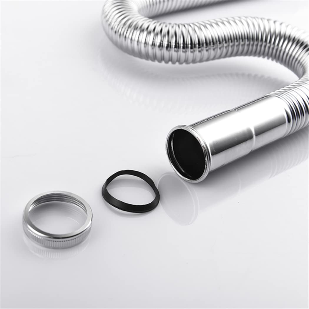WRIST Drenaje del Fregadero del Baño, Drenaje Emergente del Baño con Tapón De Cesta Desmontable Conjunto De Drenaje del Fregadero De Latón con Manguera De Acero Inoxidable 304 Y Rebosadero,Marrón