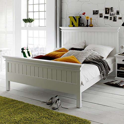 Image of APRODZ Solid Wood Without Storage Queen Size Clemons Bed for Bedroom Stylish | White Finish