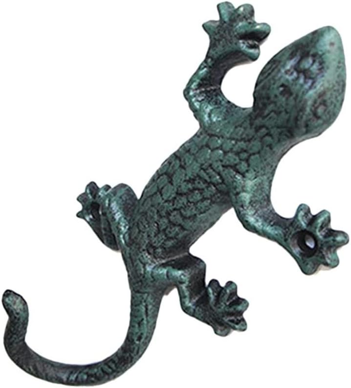 Vintage Cast Iron Wall Hook Gecko Cloth Hook Cabinet Knob Wall Mount Antique Decor Garden Hook Wall Decor