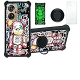 Case for Zte Axon 40 Pro Case Compatible with Zte Axon 40 Pro Phone Case Cover [with Tempered Glass Screen Protector][Hard PC + Soft Silicone][Ring Support] [Luminous Effect] YGH-MXX