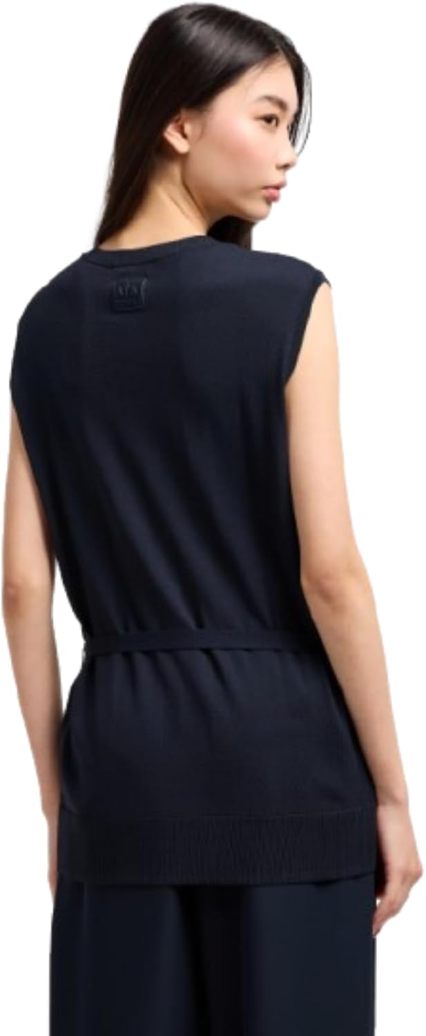 Armani Exchange Womens Limited Edition Blue Edition Knit Waist Tie Top