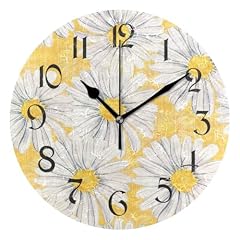 Daisies Flowers Wall Clocks Battery Operated Silent Non Ticking Modern Round Wall Clock Decor for photo Daisies Flowers Wall Clocks Battery Operated Silent Non Ticking Modern Round Wall Clock Decor for