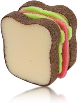 ZORZA 1Pcs Cute Fun Toast Shape Sponge Thickened Sandwich Style Scrub Kitchen Sponges for Effective Dish Washing