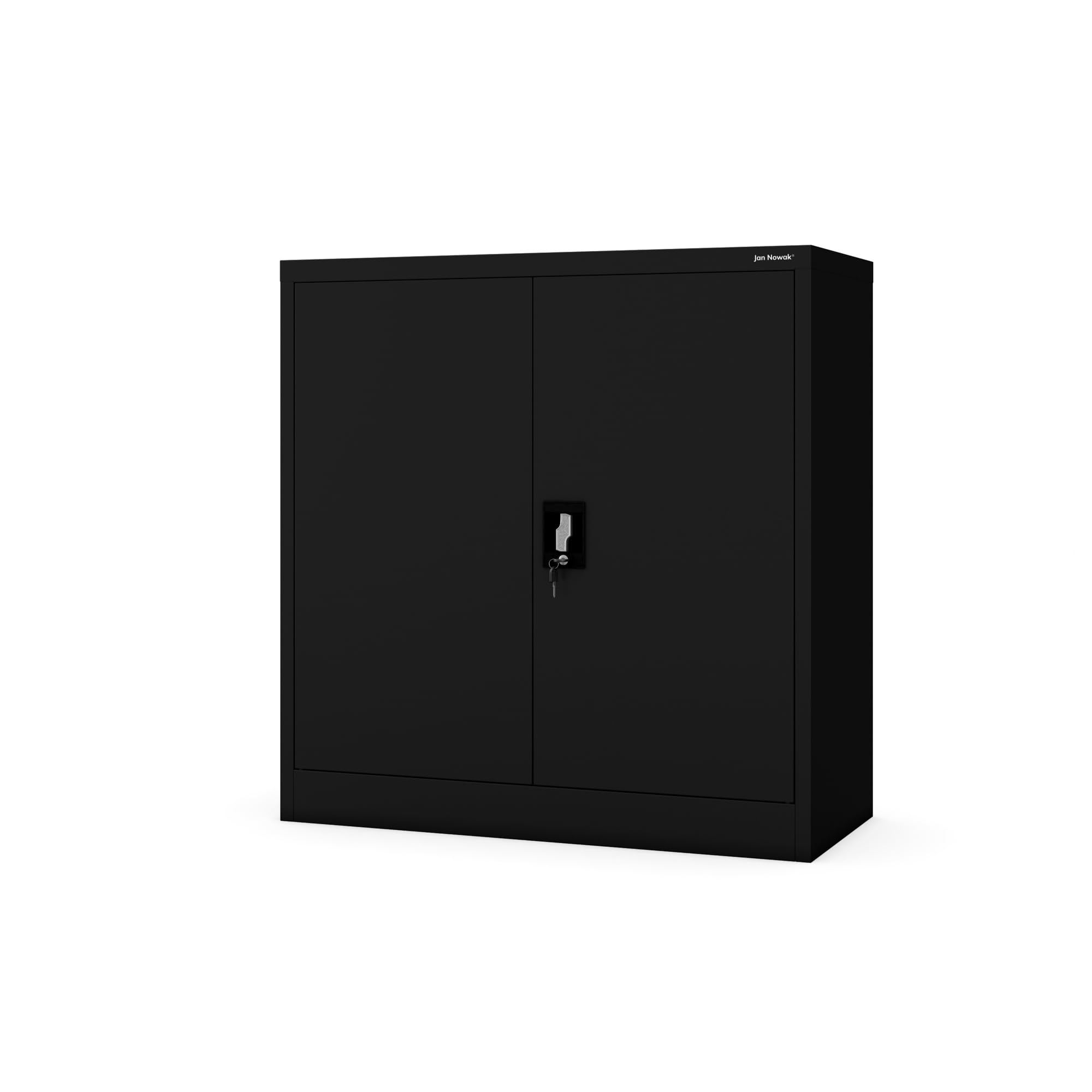 Jan Nowak Armario de Oficina Archivador de Herramientas Metálico 2 Estantes con Recubrimiento de Polvo Se Puede Cerrar 92,5 cm x 90 cm x 40 cm (Negro)