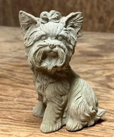 Yorkie Dog Cement Sculpture Yorkshire Terrier Concrete Figurine Gift for Dog Lovers Garden Decoration