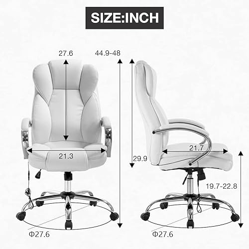 Miniatura 3 de Silla de oficina ajustable con respaldo alto, silla de computadora de piel sintética, masaje ergonómico, ejecutivo, giratoria, con soporte lumbar,