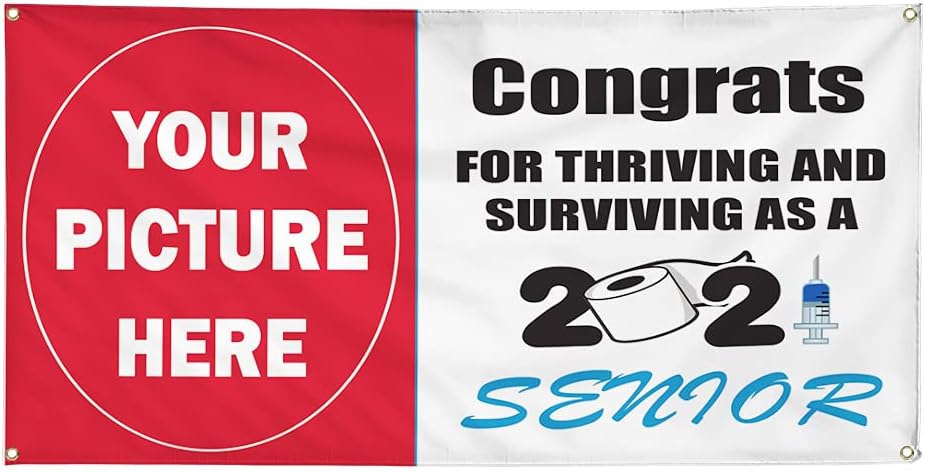 Custom Vinyl Banner Multiple Sizes Congrats Graduation Personalized Photo Senior 2021 Quarantine Holidays and Occasions Outdoor Weatherproof Yard Signs 4 Grommets 24x36Inches
