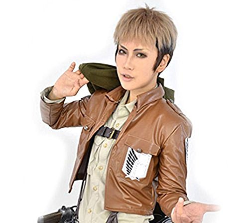 Anogol Hair Cap+ Short Blonde Black Anime Cosplay Party Wig Costume