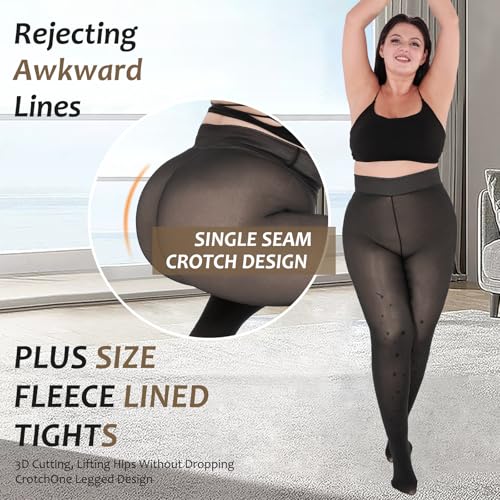 Image of UISLII Plus Size Fleece Lined Tights for Women
