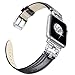 Secbolt Leather Bands Compatible Apple Watch Band 38mm 40mm iWatch Series 4, Series 3, Series 2, Series 1, Slim Replacement Wristband Strap Stainless Steel Buckle