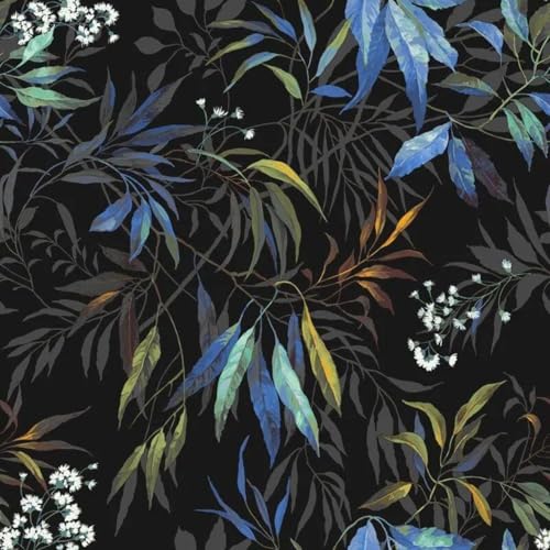YöL Cobalt Blue Black Kanata Wallpaper - 10.05m x 53cm Roll - Contemporary Versatile Sophisticated - Bedroom Living Room Dinning Room - Feature Statement Wall - Paste The Paper Washable