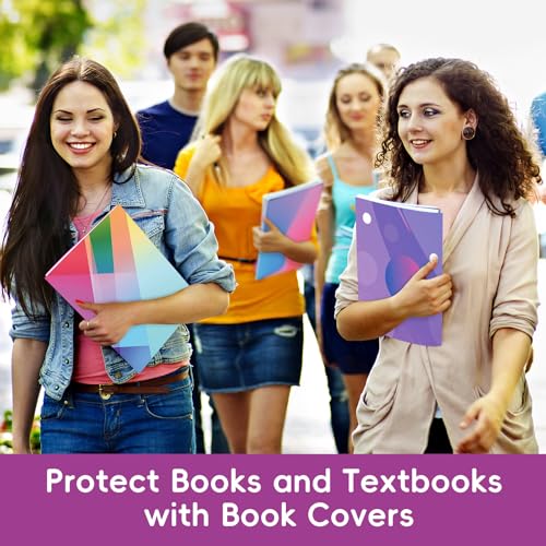 8 Pack Nylon Stretchable Book Covers, Jumbo Book Sleeves for Textbook Hardcover Books up to 9 x 11 Inches, Reusable, Washable and Protective, Textbook Covers to School Supplies