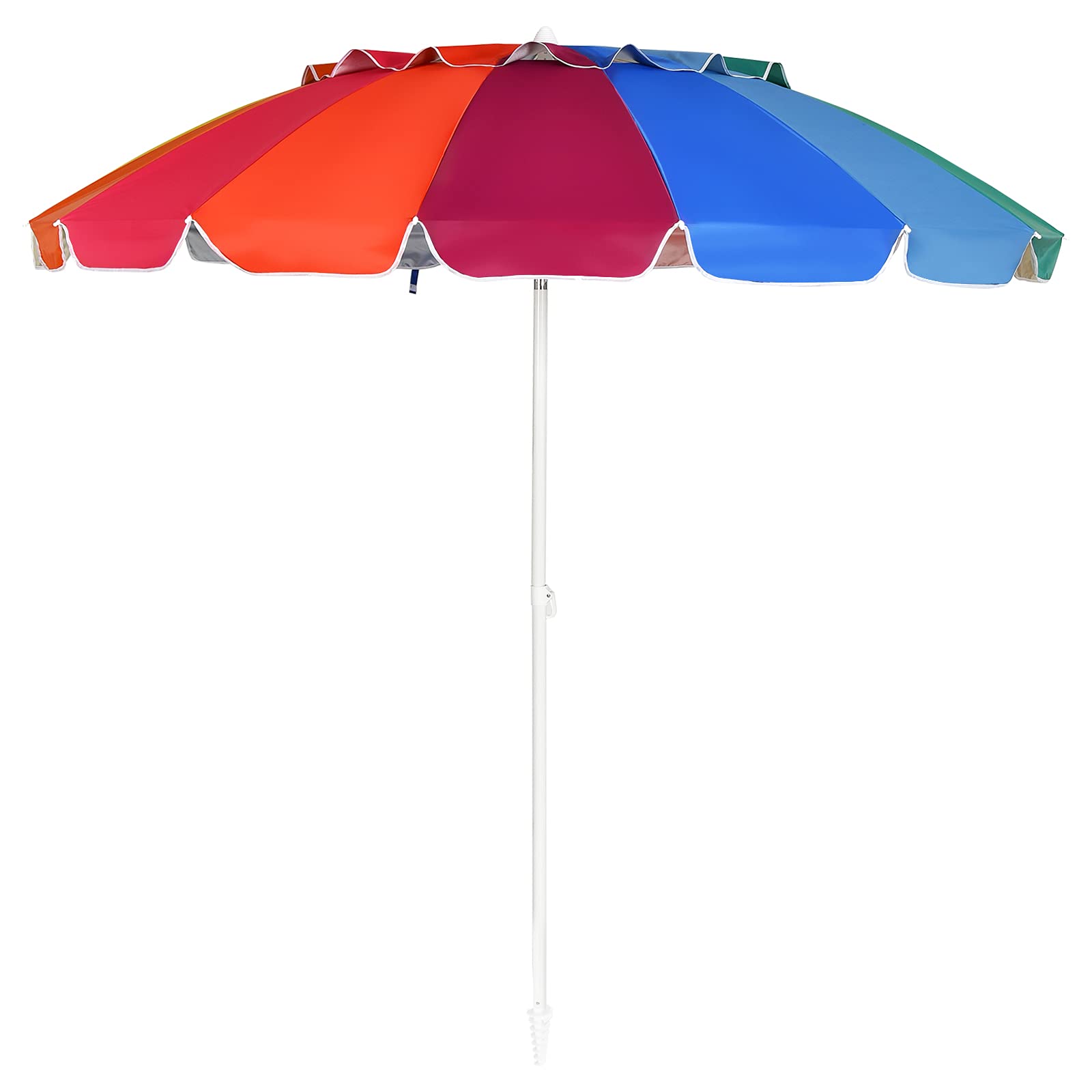 Giantex Sobrilla de Playa, Diámetro de 220 cm, con Bolsa de Transporte y Ancla, Sombrilla Redonda con Protección Solar UV50 +, Sombrilla para Jardín, Terraza, Mercado
