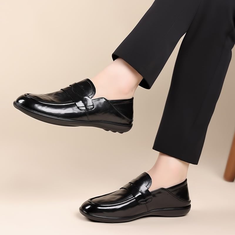 Men's Hands Free Slip On Walking Leather Shoes Loafers for Driving Walking Wedding Outdoor Indoor4