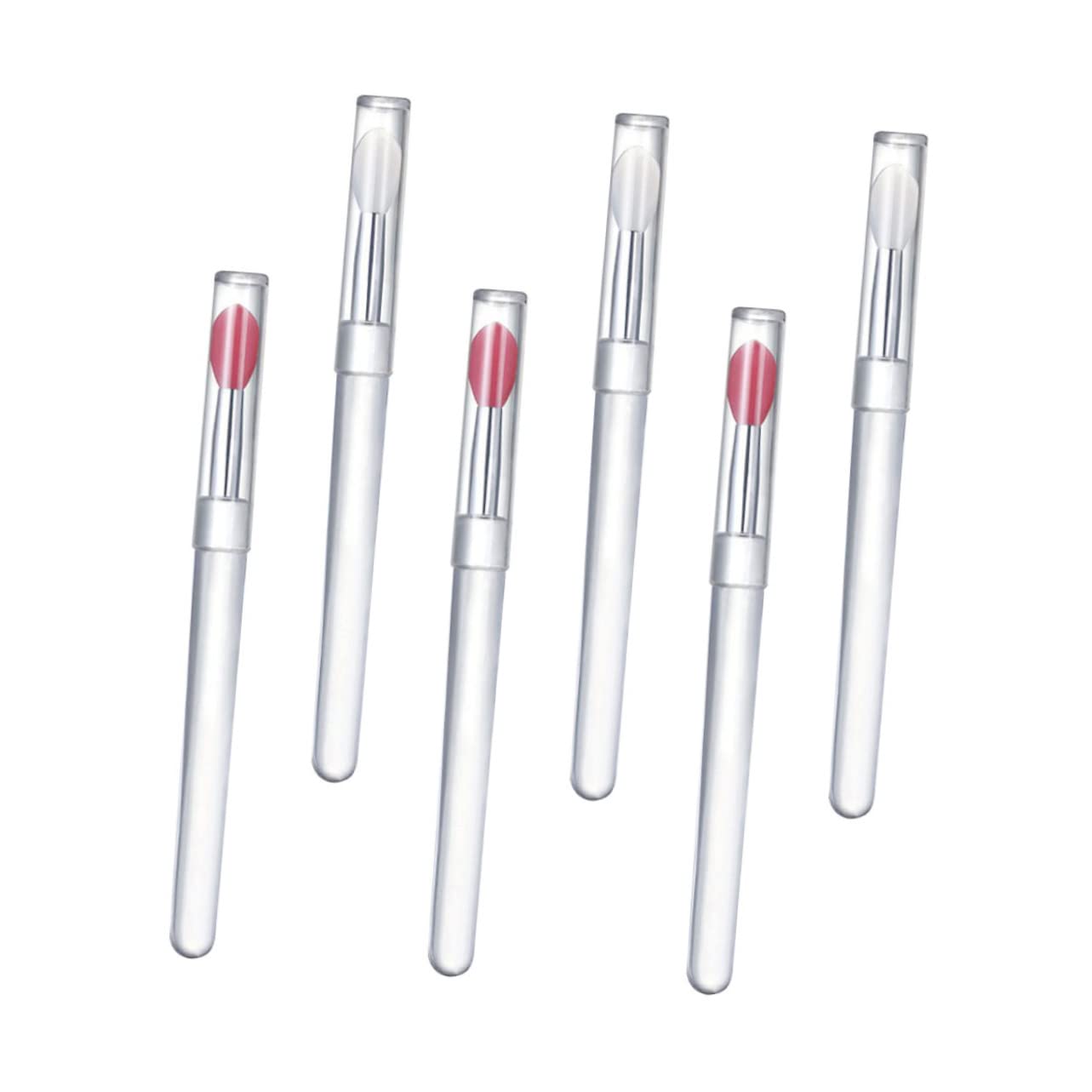 NULYLU Silicone Lip Brush Set 6 Pcs Lipstick Applicator Lid Non-slip Design for Makeup Artists