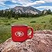 Rico Industries NFL San Francisco 49ers Personalized 12oz. Speckle Camper Coffee Mug, Deep Laser Engraved Logo, Ceramic Camping Mug with Red Body, Speckle Glaze