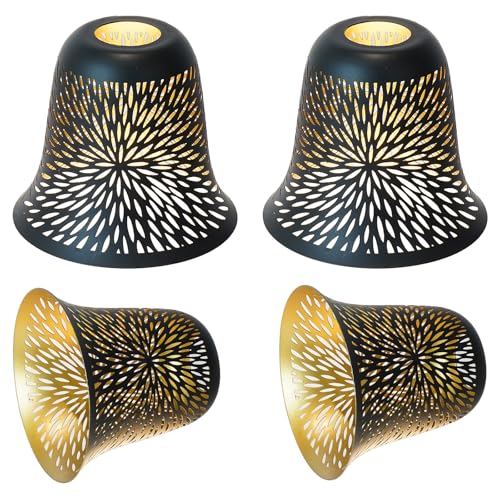 Image of Ceiling Fan Light Covers, ALUCSET Cracks Metal Pendant Light Shade, Light Fixture Cover Metal Lamp Shade Replacement with 1-5 /8-Inch Opening Fitter for Wall Lamp Samlee Table Lamp Shade