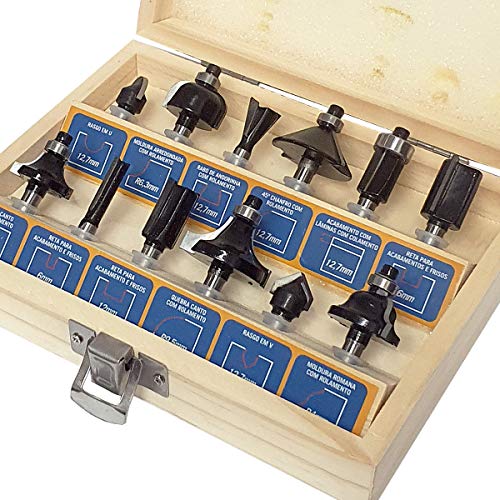 Jogo de Fresas para Tupia 6mm com 12 Peças para Madeira SH