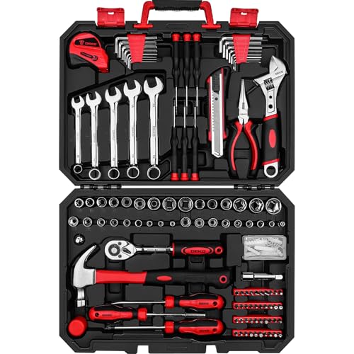 DEKOPRO Tool Set:158 Piece Home Tool Kit, Household Basic Repair Tool Set Comes with Plastic Storage Case-Red by DEKOPRO - Image 8