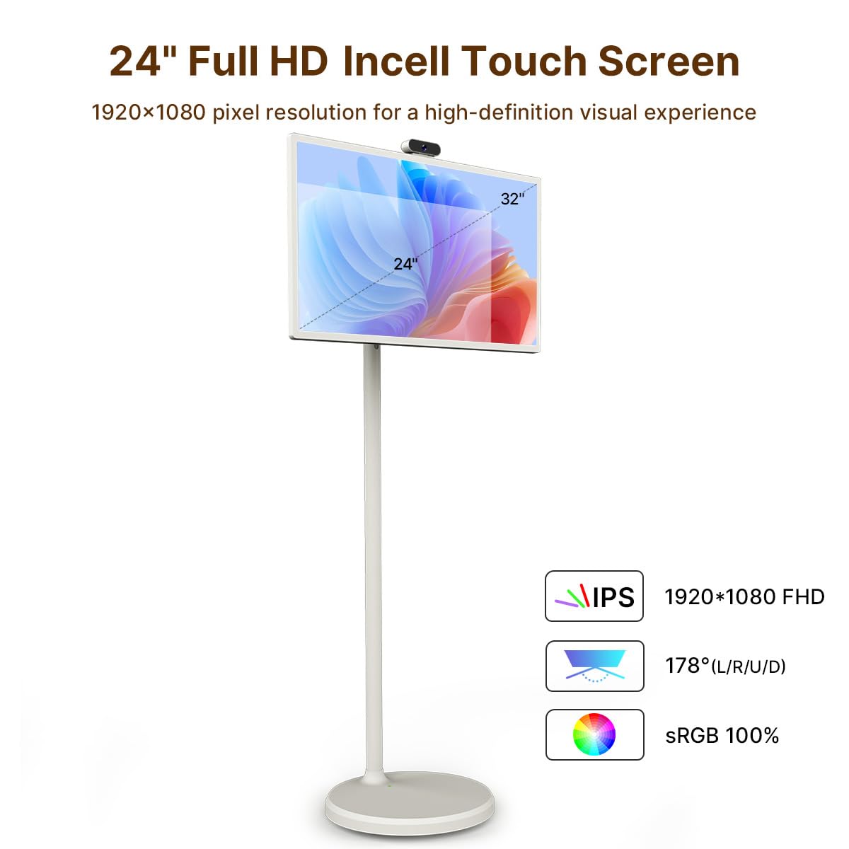 ApoloSign da 24 Pollici Schermo Intelligente, Monitor Portatile 1080p con Schermo Touch Incell, Sistema Operativo Android (Supporto Google Store), Batteria Integrata, Rotazione Completa, Telecomando