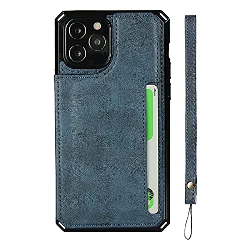 Housse portefeuille iPhone 12 antichoc étui rabat bleu - 2