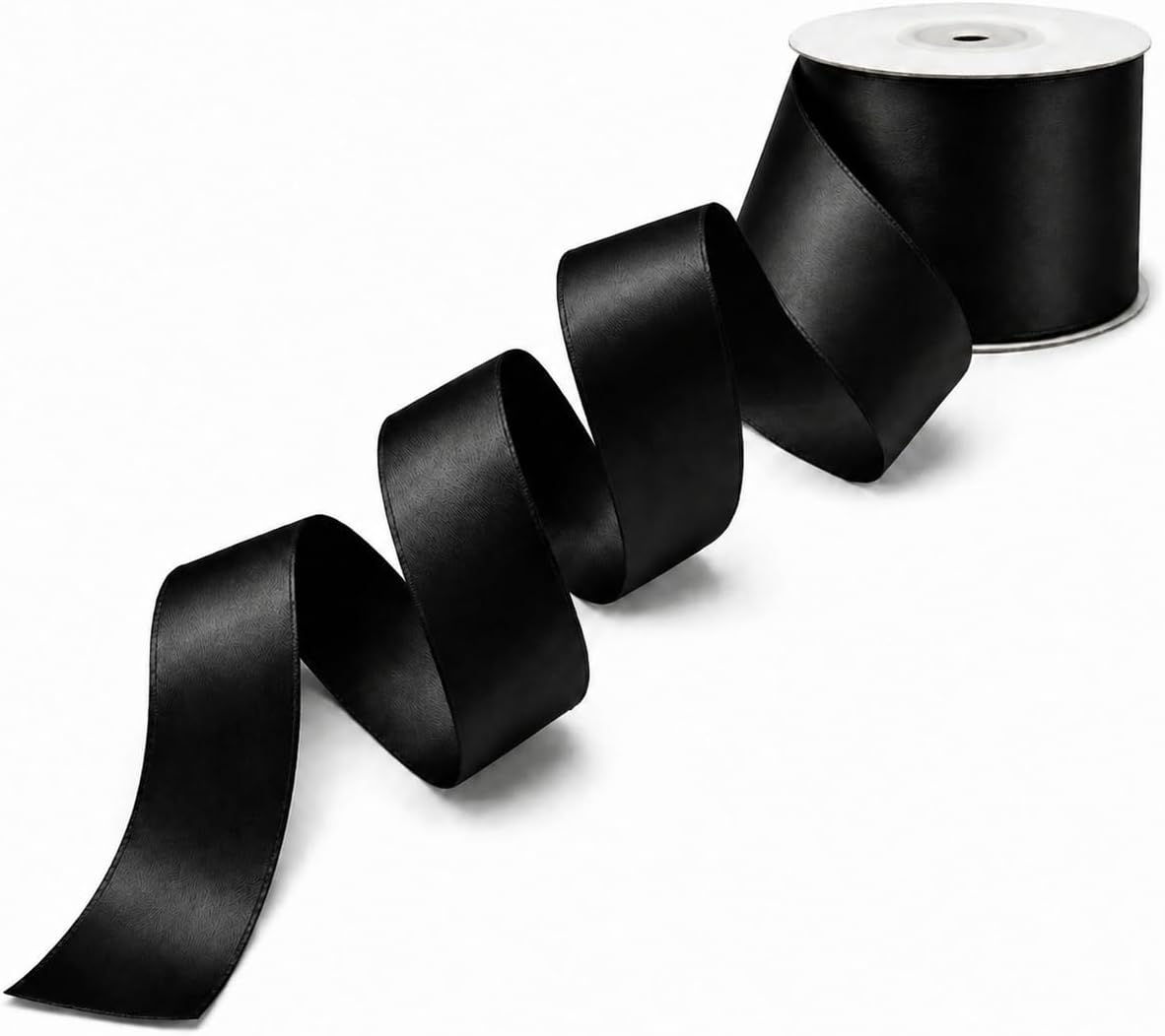 Black 50mm Double Satin Ribbon 25 Meters Long 5cm Thick Wedding Christening Christmas New Year Party Favour Gift Idea