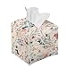 Imagen de Eheartsgir Funda para caja de pañuelos con estampado floral vintage con correa inferior de piel sintética