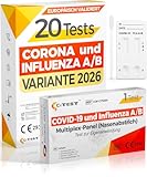 Adeste – Influenza oder Corona? 20x 2026 Corona Influenza Schnelltest Kombi. Kombitest Corona Grippe Schnelltest 2026. Unterscheidet Influenza 2026 von COVID-19. Geprüft für neue 2026-Variante