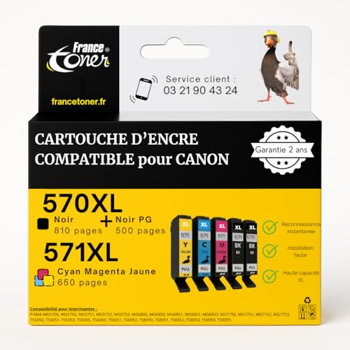 Cartouches Canon PGI-570 CLI-571 XL contre les textes flous sur Pixma TS5050