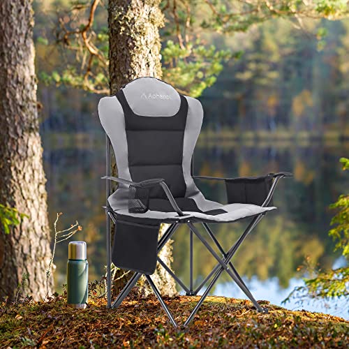 Aohanoi Camping Chair, Camping Chairs 2 Pack Camp Chairs For Heavy People, Outdoor Folding Camping Chairs With Cup Holder & Cooler Bag, Folding Chairs For Outside Supports Up To 300Lbs (2 Pcs, Black) #TOP1