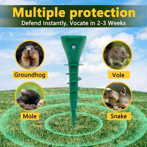 Mole Repellent Solar Powered With Screw, 6 Pack, Sonic Gopher Repellent For Lawn & Yard, Outdoor Groundhog Deterrent With Vibration, Quiet & Waterproof #TOP1
