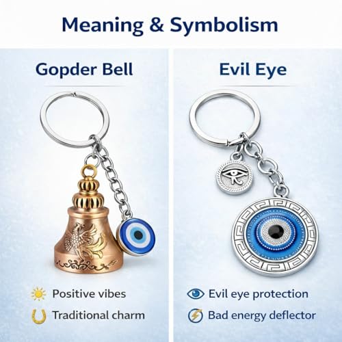 Image of AutokraftZ Blue and Silver Evil Eye Keychain for Bike /Car - Stylish, Protective & Anti-Rust Key Ring, Durable Design, Perfect for Riders & Drivers, Adds Unique Touch to Your Vehicle (Pack of 1)