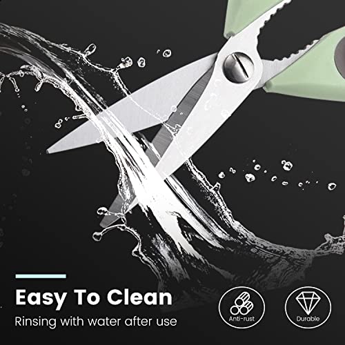 Ultra Sharp Kitchen Scissors With Magnetic Holder, Heavy Duty Kitchen Shears Meat Scissors, Multifunctional Stainless Steel Cooking Poultry Scissors For Household School Picnic(Green) #TOP4