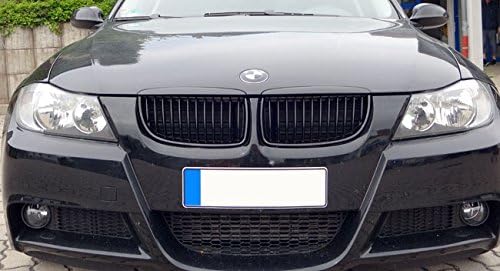 Gloss Black Kidney Euro Sport Front Hood Grill For 05-08 BMW 3 Series E90 E91 M Tech
