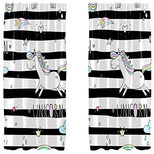Juego de 2 paneles de cortinas de 55x84 pulgadas con diseño divertido de arcoíris 2