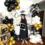 Black and Gold Balloons,50pcs 12 Inch Black White Gold Confetti Balloons Set,Black Gold Latex Balloons for Graduation Birthday Wedding Anniversary Party Decorations - Image 4